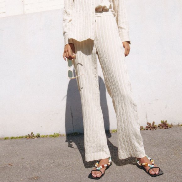 Zara Pants - Zara Striped Textured Weave Pants